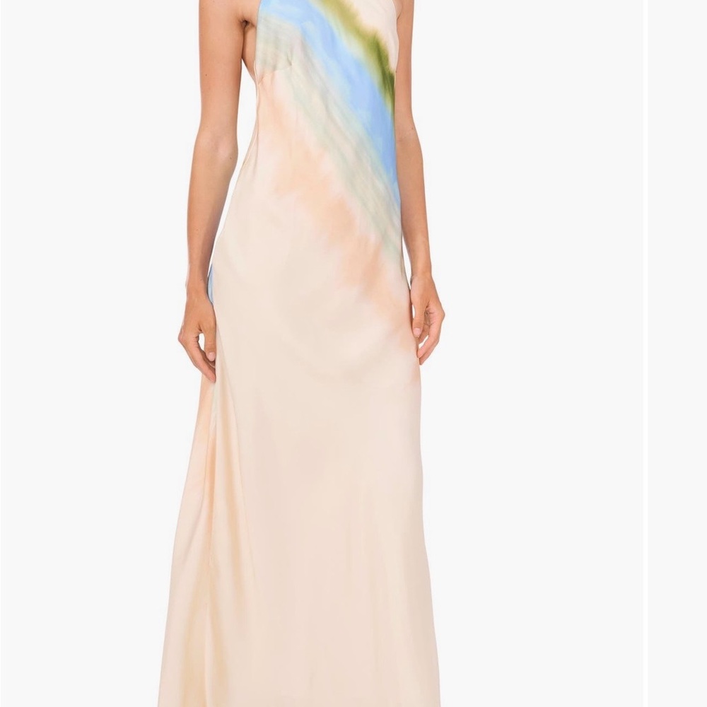 Elegant Cream and Blue Women's Dress